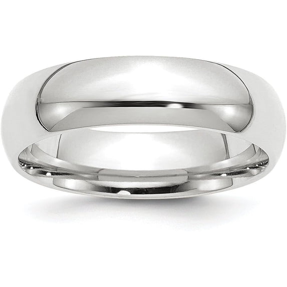 14k White Gold 6.2mm Standard Weight Comfort Fit Wedding Band Size 12.5 - Ring Size 12.5