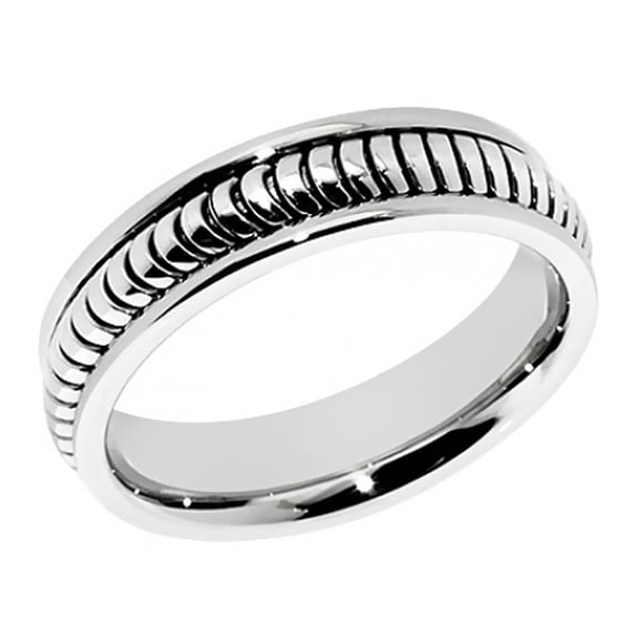 14k White Gold 6MM Coil Twist Design Wedding Band Comfort fit Size 11.5