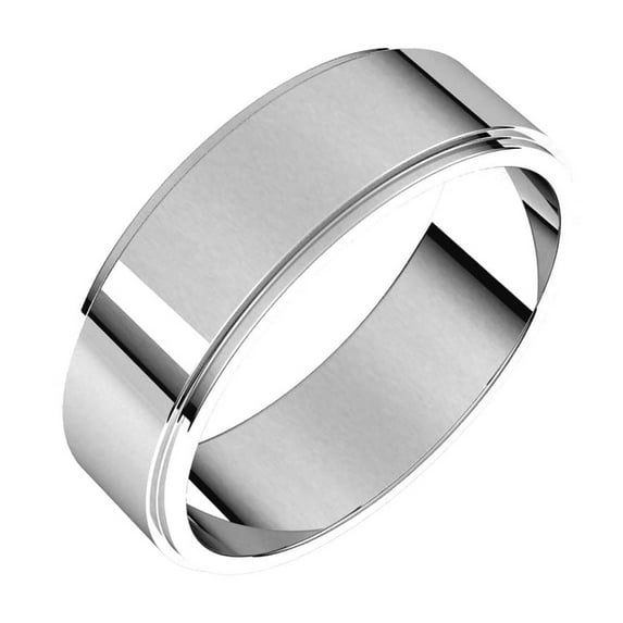 14k White Gold 6mm Flat Edge Band Ring Size 8 Ring for Women and Men - 5.1 Grams