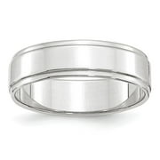 JEWELRYPOT 14k White Gold 6mm Flat with Step Edge Wedding Band Size 13.5 WFLE060