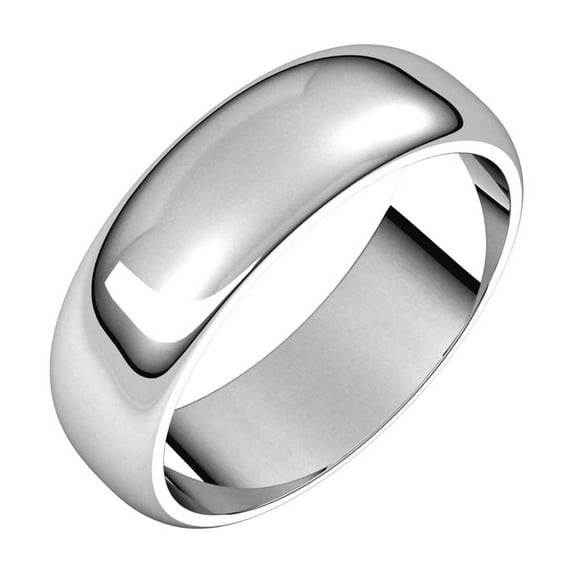 14k White Gold 6mm Half Round Band Ring Size 5.5 Ring for Women and Men - 5.1 Grams