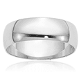 thumbnail image 1 of 14K Solid White Gold 6mm Half Round Plain Classic Wedding Band Ring, 1 of 11