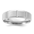 thumbnail image 1 of 14k White Gold 6mm Lightweight Comfort Fit Brushed/Polished Beveled Edge with Vertical Lines Wedding Band Size 9.5, 1 of 5