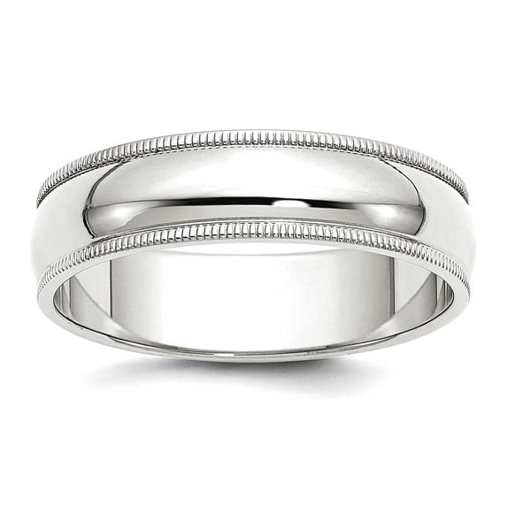 14k White Gold Solid Polished 6mm Milgrain Band Ring Size 10 Ring for Women and Men - 6.2 Grams