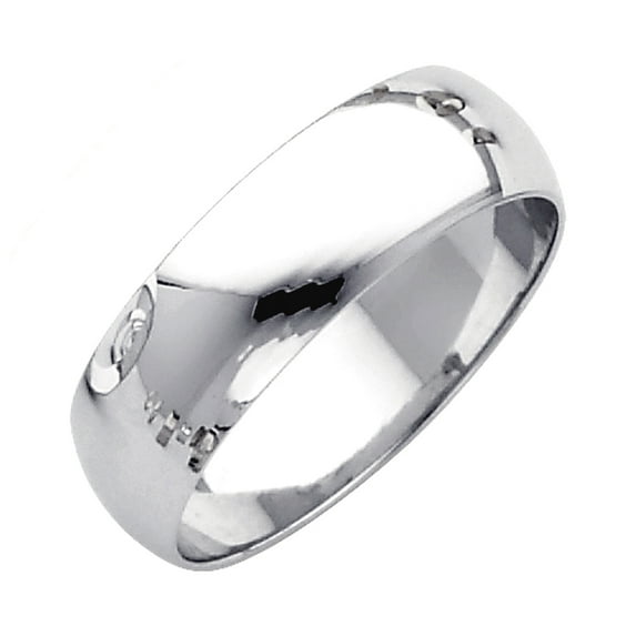 14k White Gold 6mm Plain Wedding Band Ring Size 8 Wedding Band for Women and Men - 4.3 Grams