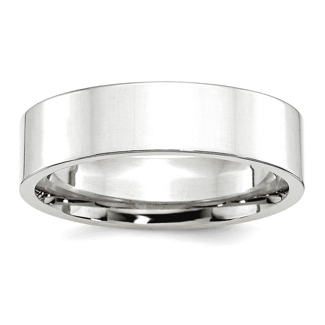 14k White Gold Solid Polished 6mm Standard Flat Comfort-Fit Band Size 10 Ring Ring for Women and Men