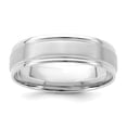 thumbnail image 1 of 14k White Gold 6mm Standard Weight Comfort Fit Brushed Satin/Polished Grooved Edge Wedding Band Size 11, 1 of 5