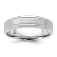 thumbnail image 1 of 14k White Gold 6mm Standard Weight Comfort Fit Brushed Satin/Polished Milgrain Grooved Edge Wedding Band Size 9, 1 of 5