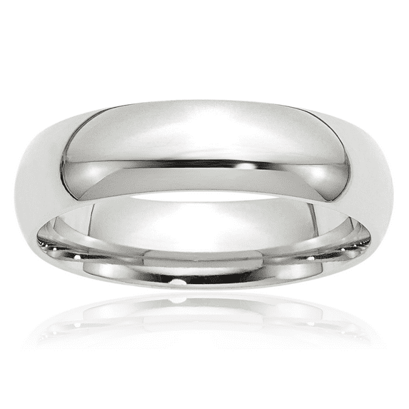 14K Solid White Gold 6mm Comfort Fit Plain Classic Wedding Band Ring