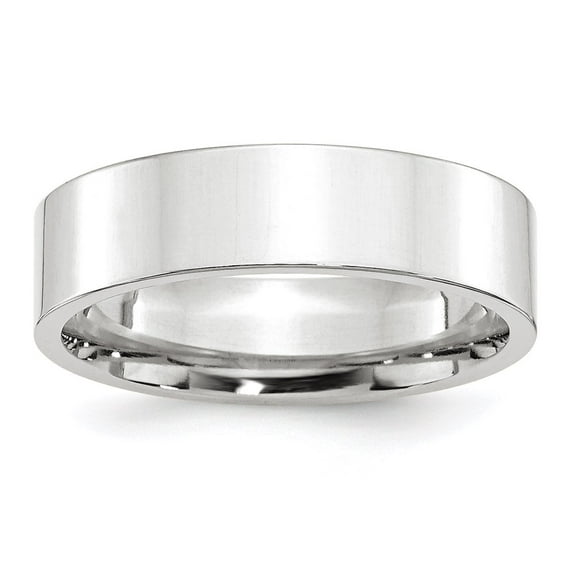 14k White Gold 6mm Standard Weight Flat Comfort Fit Wedding Band Size 11.5 WFLC060
