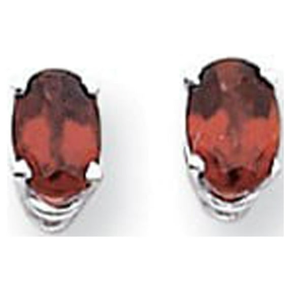 14k White Gold 6x4mm Oval Garnet Earrings - 1.10 cwt - Measures 7x4mm Wide