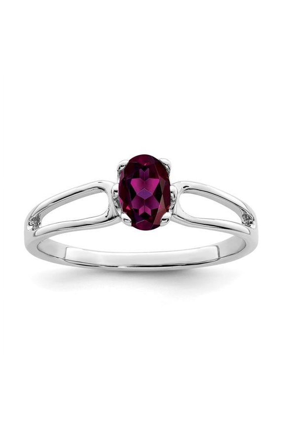 14k White Gold 6x4mm Oval Rhodolite Garnet ring