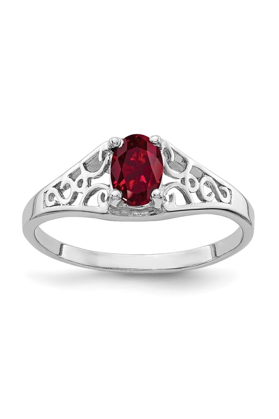 14k White Gold 6x4mm Oval Shape Lab Created Ruby Ring Fine Jewelry For Women Gifts For Her, Size 6
