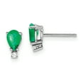 thumbnail image 1 of 14k White Gold 6x4mm Pear Emerald and AAA Quality Diamond Post Earrings XE761E/AAA, 1 of 3