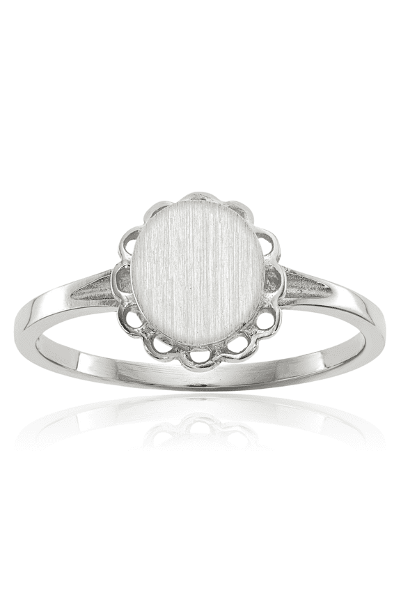 14K Solid White Gold Custom Engraved Signet Ring Handmade Personalized Monogram Initial Letter Band