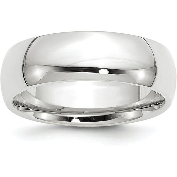 14k White Gold 7.2mm Standard Weight Comfort Fit Wedding Band Size 4 - Ring Size 4.0