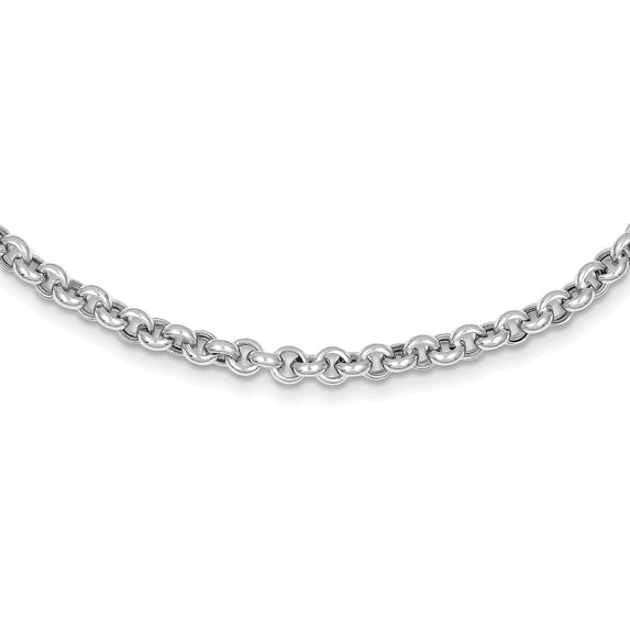 14k White Gold 7.5in 5mm Polished Fancy Rolo Link Bracelet - 7.50"