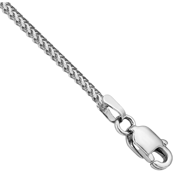 14K Solid White Gold 1mm Franco Link Chain Bracelet