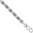 thumbnail image 1 of 14K Solid White Gold 4mm Rope Chain Bracelet, 1 of 2