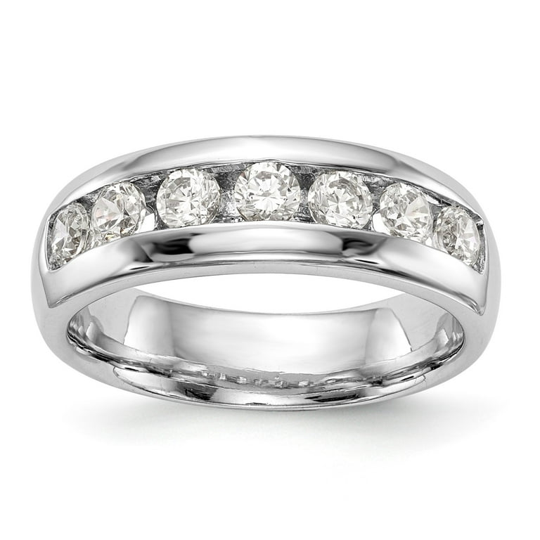 14k White Gold Stone Channel Set Diamond Wedding Band