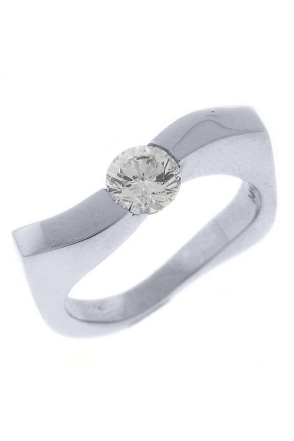 14k White Gold .75 Carats Solitaire Brilliant Round Diamond Tension Ring