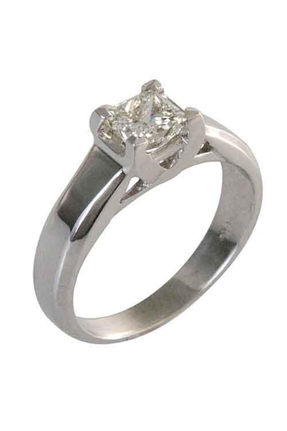 14k White Gold .75 Carats Solitaire Princess Cut Diamond Engagement Ring