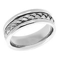 thumbnail image 1 of 14k White Gold 7MM Hand Braided Design Wedding Band Comfort fit Size 8, 1 of 2