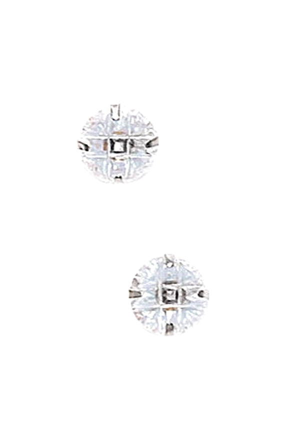 14k White Gold 7mm 9 Segment Round Cubic Zirconia Light Prong Set Earrings Stud Earring for Women