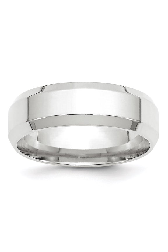 14k White Gold 7mm Bevel Edge Comfort Fit Bridal Engagement Wedding Band Ring Fine Jewelry For Women Gifts For Her, Size 13.5