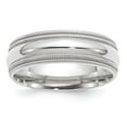 thumbnail image 1 of 14k White Gold 7mm Double Milgrain Comfort Fit Wedding Band Size 6.5 WDMC070, 1 of 5