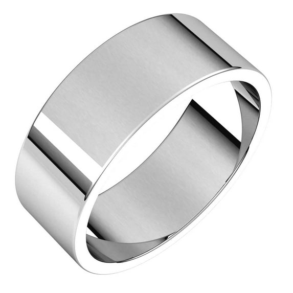 14k White Gold 7mm Flat Band Ring Size 6 Ring for Women and Men - 6.1 Grams