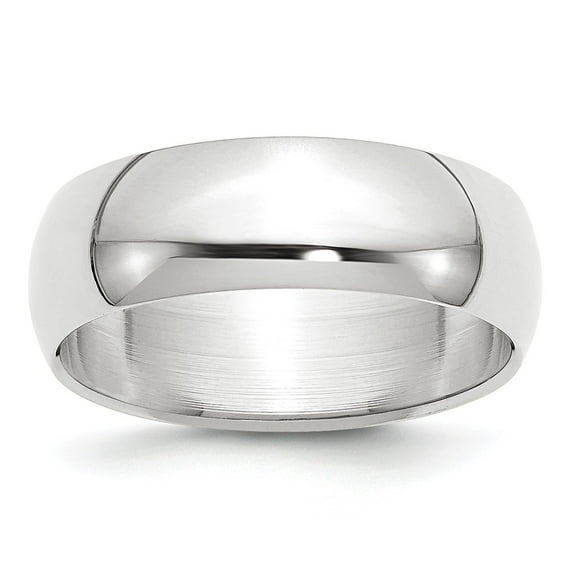 14k White Gold 7mm Half-Round Wedding Band Size 11.5