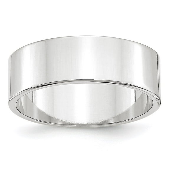 14k White Gold 7mm Lightweight Flat Wedding Band Size 11.5 WFLL070