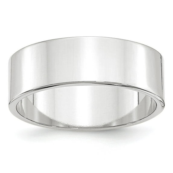 14k White Gold 7mm Lightweight Flat Wedding Band Size 11