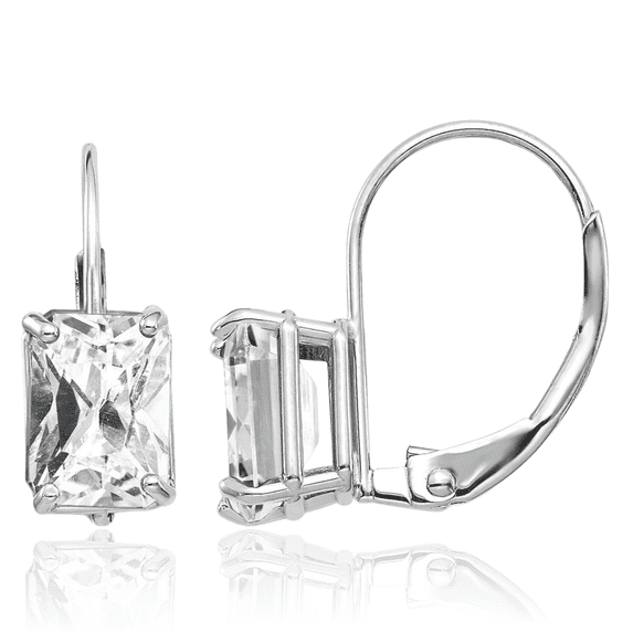 14K Solid White Gold Cubic Zirconia CZ Drop Dangle Earrings Gemstone