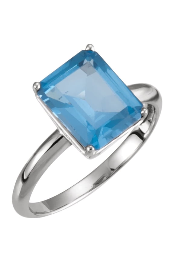 14k White Gold 7x5mm Emerald Cut Solitaire Fashion Ring Fine Jewelry For Women Gifts For Her (Mounting Only, Not All Stones Included), Size 6