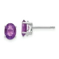 thumbnail image 1 of 14k White Gold 7x5mm Oval Amethyst Earrings 14k White Gold Earrings, 1 of 1
