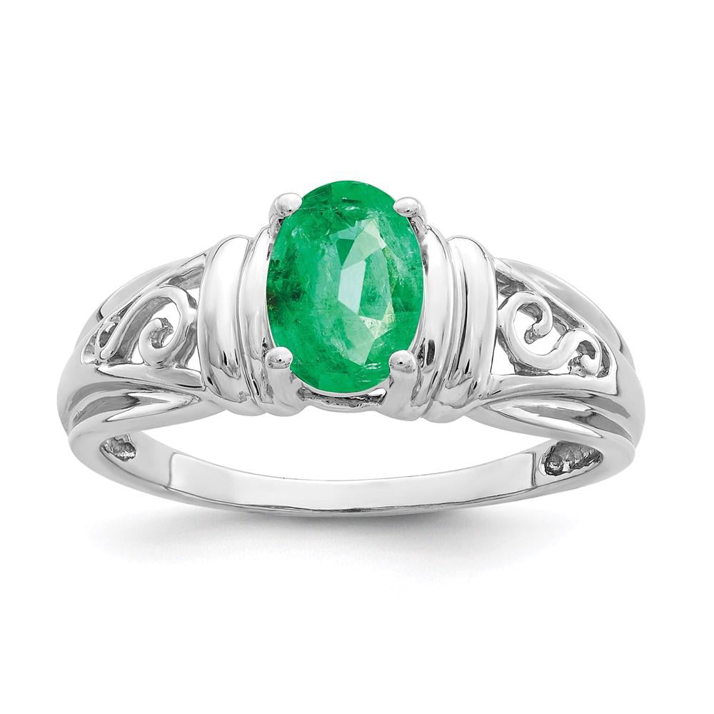 14k White Gold 7x5mm Oval Emerald ring - Walmart.com