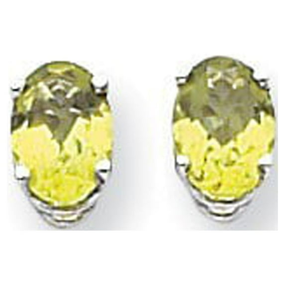 14k White Gold 7x5mm Oval Peridot Earrings - 1.80 cwt - Measures 8x5mm Wide