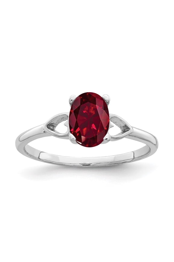 14k White Gold 7x5mm Oval Shape Lab Created Ruby Ring Fine Jewelry For Women Gifts For Her, Size 6