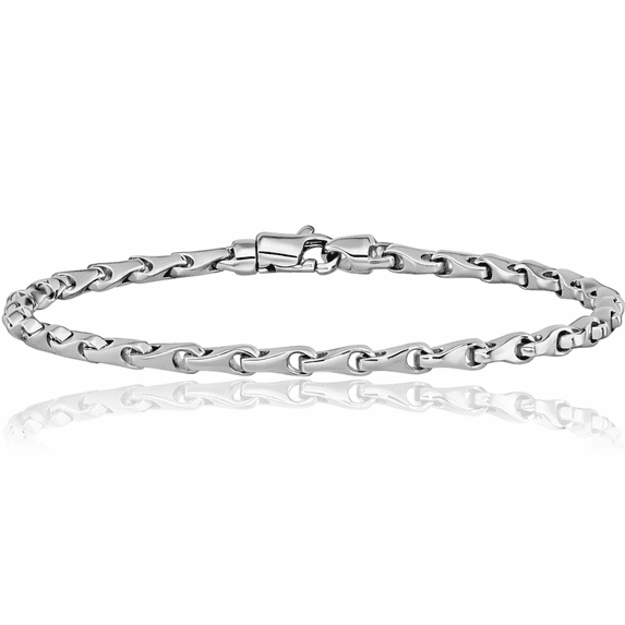 14K Solid White Gold 3.5mm Link Chain Bracelet