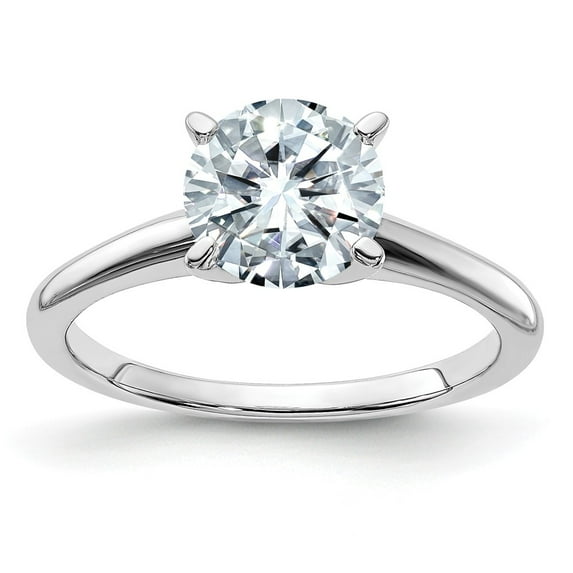 14k White Gold 8.5mm ROUND Colorless Moissanite Solitaire Engagement Ring Size 8.5 (2.2 cttw.)