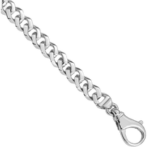 14K Solid White Gold 8mm Curb Link Chain Bracelet