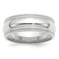 thumbnail image 1 of 14k White Gold 8mm Double Milgrain Comfort Fit Wedding Band Size 5.5 WDMC080, 1 of 5