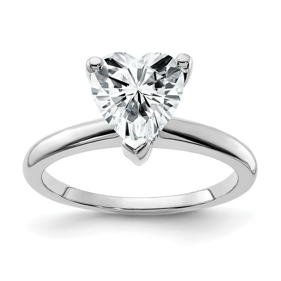 14k White Gold 8mm HEART Moissanite Solitaire Engagement Ring Size 10 (1.8 cttw.)