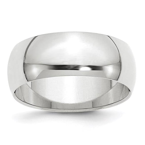 14k White Gold Solid Polished Half Round 8mm-Half-Round Band Ring Size 11 - Jewelry Gift for Mom