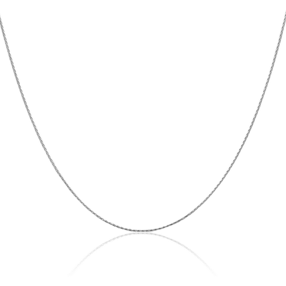 14K Solid White Gold 0.8mm Spiga Wheat Link Chain Necklace 18 inch
