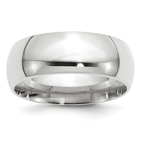 14k White Gold Solid Polished 8mm Comfort-Fit Band Ring Size 11.5 Ring for Women and Men