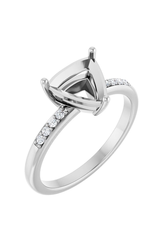 14k White Gold 8mm Trillion Triangle Shape Diamond Accented Semi-Mount Fashion Ring Fine Jewelry For Women Gifts For Her (Mounting Only, Not All Stones Included, .08 cttw), Size 7