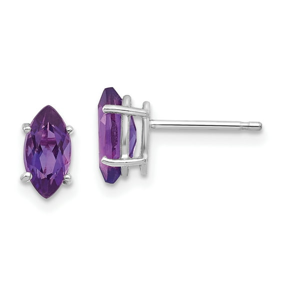 14k White Gold 8x4mm Marquise Amethyst Post Earrings XE104WAM